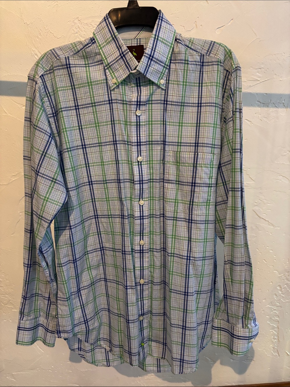 Tailorbyrd Blue & Green Plaid Button-Down Shirt